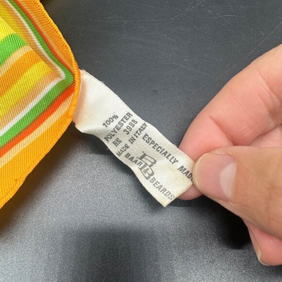 Vintage Scarf Italian Floral Yellow Orange 1970s Flowers Italy Baar & Beards - Picture 4 of 8